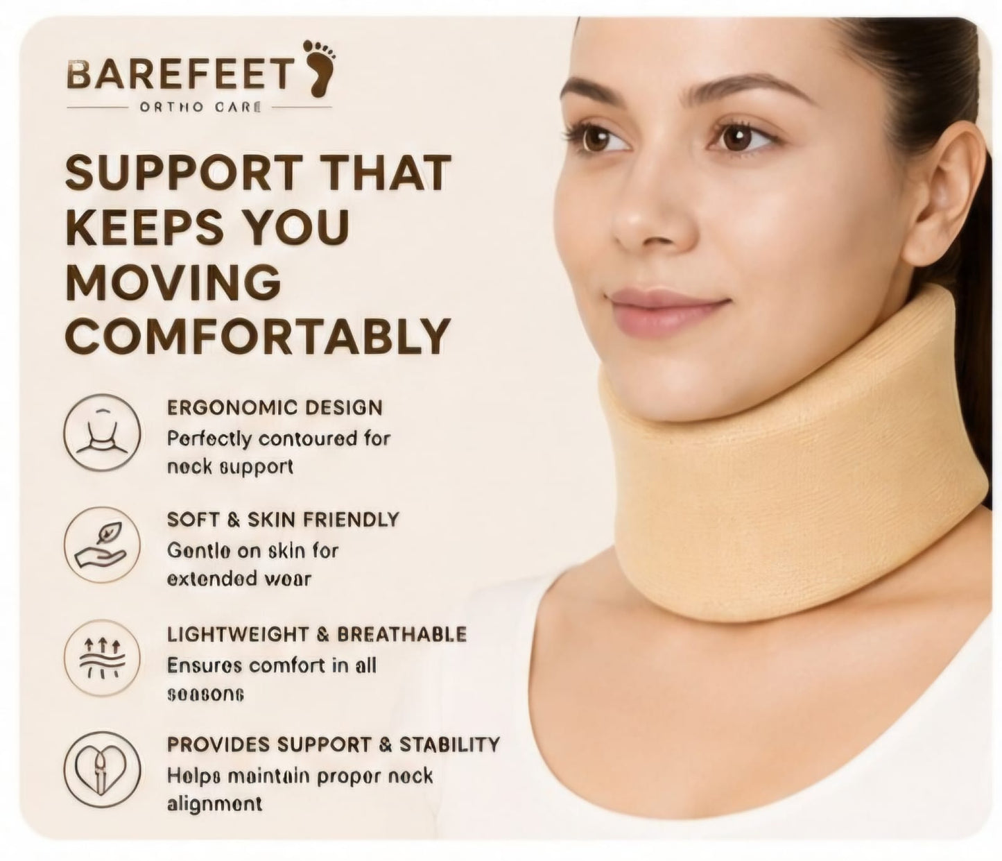 Barefeet™ Neck Support Collar | Soft Cervical Collar for Neck Support & Everyday Comfort
