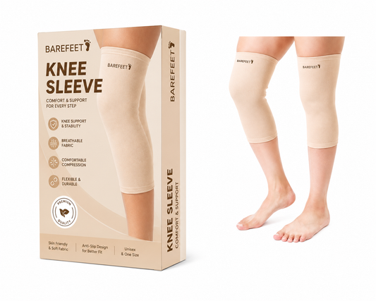 Barefeet™ Premium Knee Support Sleeve | Compression Knee Brace for Pain Relief, Sports & Daily Support (1 Pair)