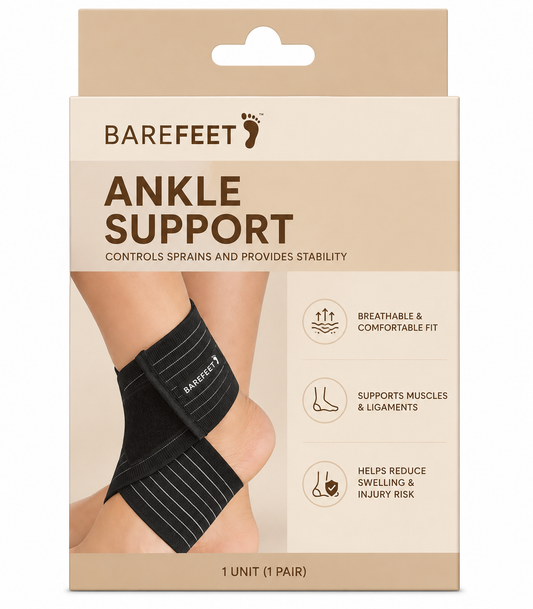 Barefeet™ Premium Ankle Support Brace Compression Ankle Wrap for Sprains, Sports & Daily Stability (1 Pair)