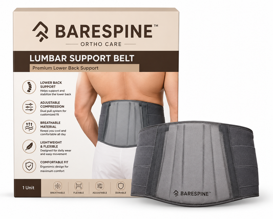 BareSpine™ Premium Lumbar Support Belt | Adjustable Lower Back Support Brace